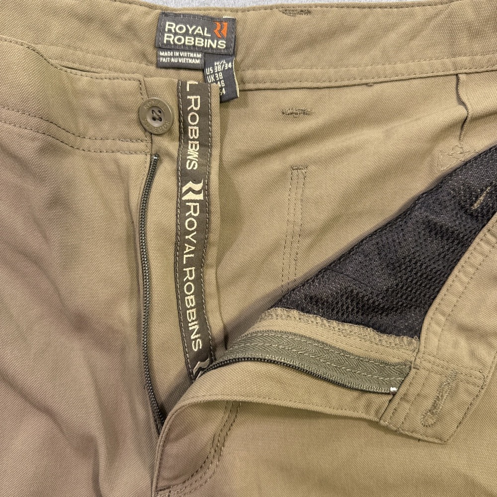 Royal Robbins Cargo Pants Mens 38x33 TAN Stretch Travel Casual Hiking Outdoor